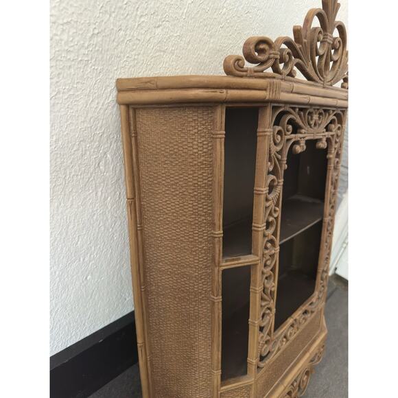 Vintage Homco Syroco Faux Rattan Bamboo Plastic Ornate Wall Cabinet 3609 - Picture 13 of 13